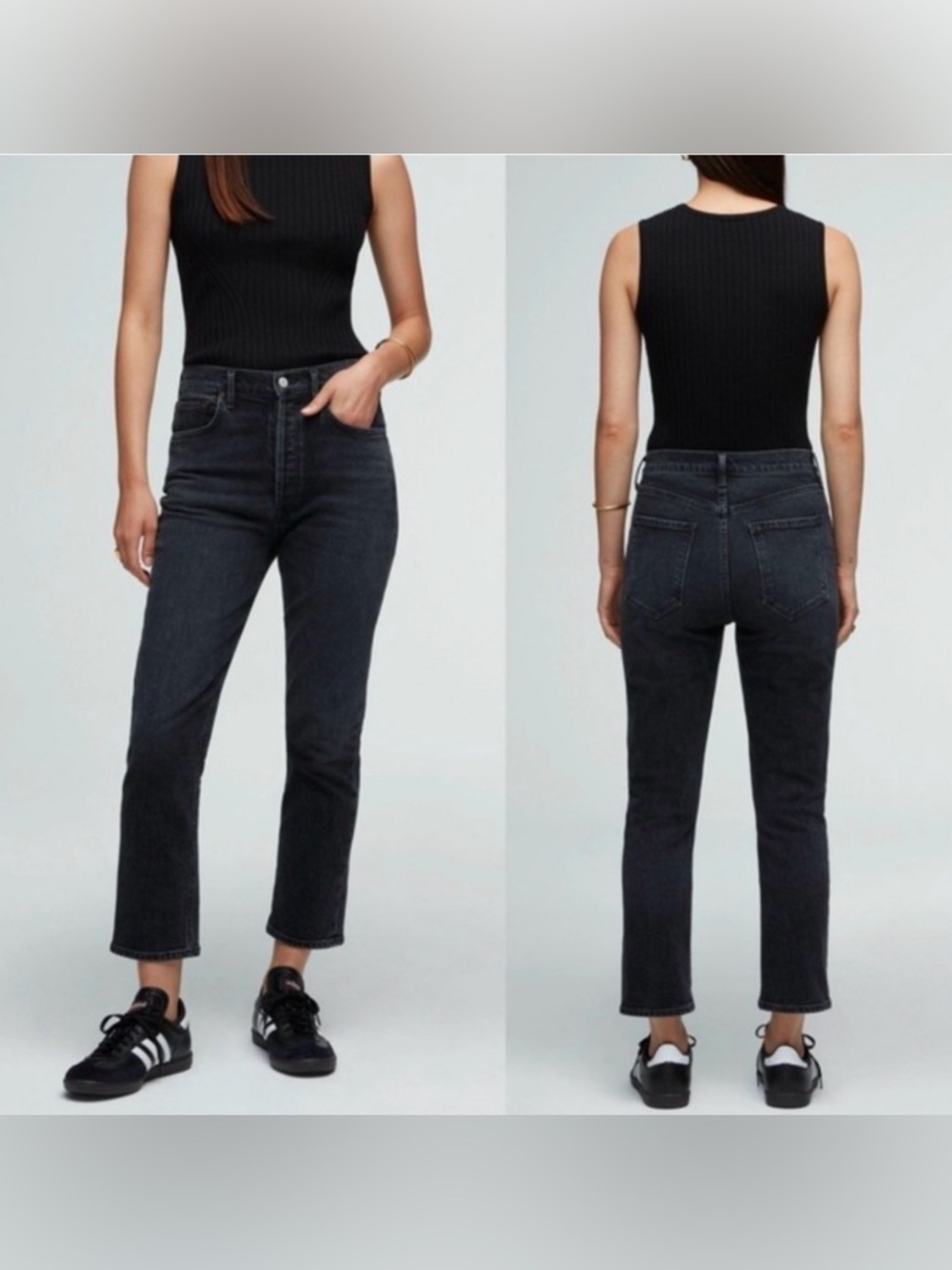 AGOLDE Riley High Rise Straight Crop Jeans Black 29
